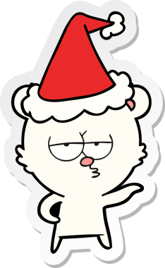 Sıkıcı kutup ayısı eli insan tarafından çizilmiş Noel Baba şapkasının çıkartması.