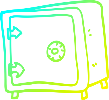 Bir insan tarafından çizilmiş eski bir kasanın soğuk çizgi çizimi.