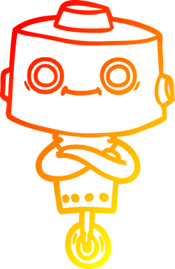 Bir insan tarafından çizilen çizgi film robotunun sıcak çizgi çizimi