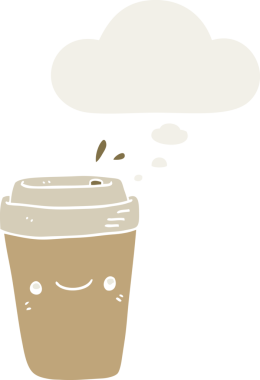 Düşünce baloncuğu olan bir çizgi film kahve bir insan tarafından çizilmiş.