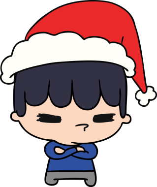 Bir insan tarafından çizilmiş Kawaii çocuğunun el çizimi Noel karikatürü.