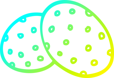 Bir insan tarafından çizilmiş iki büyük çizgi film kurabiyesinin soğuk gradyan çizimi