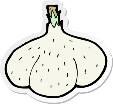 Bir insan tarafından çizilmiş sarımsak karikatürü çıkartması.