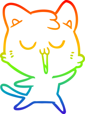 gökkuşağı gradyan çizgi çizimi bir insan tarafından çizilmiş bir çizgi film kedisi
