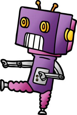 Bir insan tarafından çizilmiş çizgi film robotu