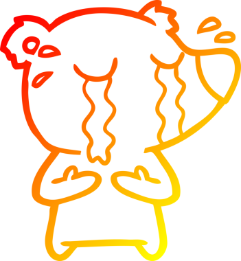 Bir insan tarafından çizilmiş ağlayan bir ayının sıcak çizgi çizimi