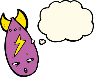 Bir insan tarafından çizilmiş düşünce baloncuklu çizgi film bombası.