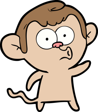 Bir insan tarafından çizilmiş korna çalan maymun.