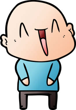 Bir insan tarafından çizilmiş mutlu, kel adam.