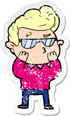 Bir insan tarafından çizilmiş havalı bir adamın sıkıntılı çıkartması.