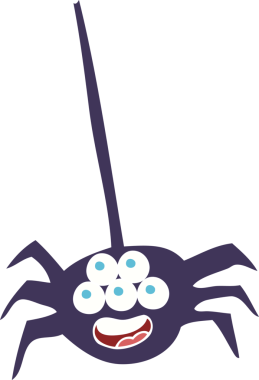 Bir insan tarafından çizilen cadılar bayramı örümceğinin düz renk çizimi