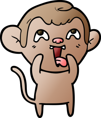Bir insan tarafından çizilmiş çılgın çizgi film maymunu