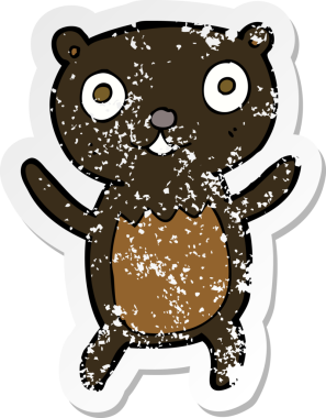 Bir insan tarafından çizilmiş siyah ayı yavrusunun gerilemiş çıkartması.