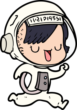 Bir insan tarafından çizilmiş astronot kadın.