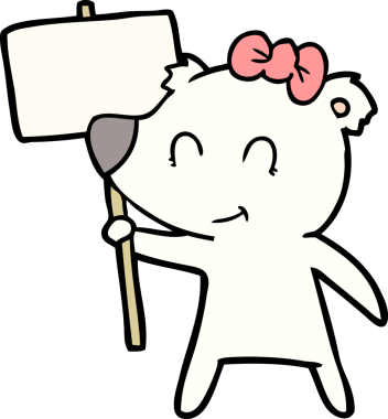 Bir insan tarafından çizilmiş protesto tabelalı kutup ayısı.