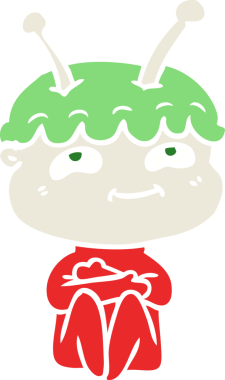 Bir insan tarafından çizilmiş düz renkli çizgi film uzay adamı.