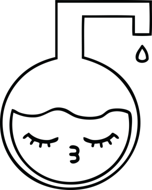 Bir insan tarafından çizilmiş bir bilim deneyinin çizgi çizimi