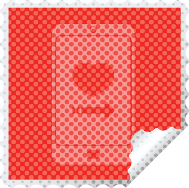 Bir insan tarafından çizilmiş cep telefonu kare soyma etiketi üzerindeki flört uygulaması