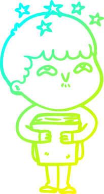 Bir çizgi film karakteri, bir insan tarafından çizilmiş soğuk gradyan çizimi.