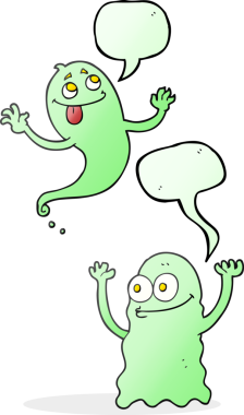 Bir insan tarafından çizilmiş serbest konuşma balonu çizgi film hayaletleri.