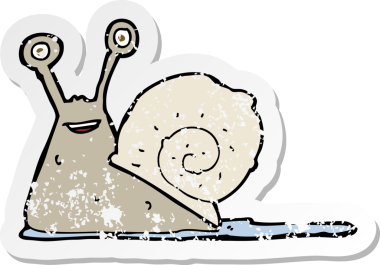 Bir insan tarafından çizilmiş bir salyangozun gerilmiş çıkartması.