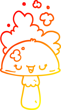 Bir insan tarafından çizilmiş karikatür mantarının sıcak çizgi çizimi.