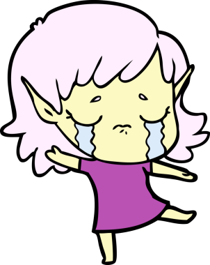 Bir insan tarafından çizilmiş ağlayan elf kızı.