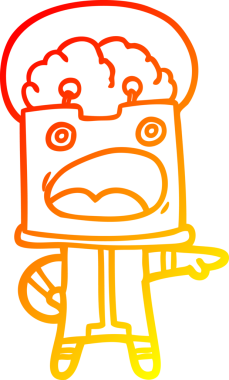 Bir insan tarafından çizilen çizgi film robotunun sıcak çizgi çizimi