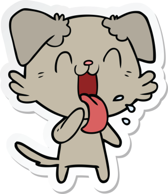 Bir insan tarafından çizilmiş nefes nefese kalmış bir köpeğin çıkartması.