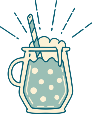 Geleneksel dövmeli zencefilli biranın bir resmi. Bir insan tarafından çizilmiş.