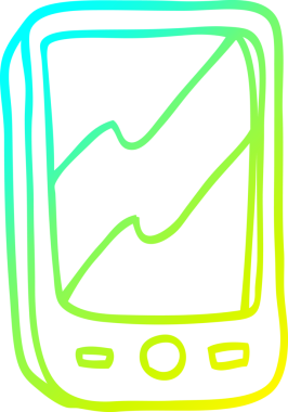 Bir insan tarafından çizilmiş kırmızı bir cep telefonunun soğuk gradyan çizimi