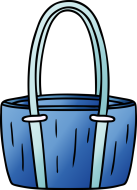 Bir insan tarafından çizilmiş kırmızı büyük bir çantanın gradyan karikatürü.