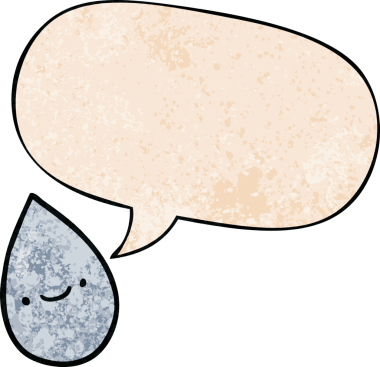 bir insan tarafından çizilmiş eski dokuda konuşma baloncuğu olan çizgi film yağmur damlası