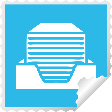 Bir insan tarafından çizilmiş bir yığın ofis kâğıdının kare soyma etiketi.