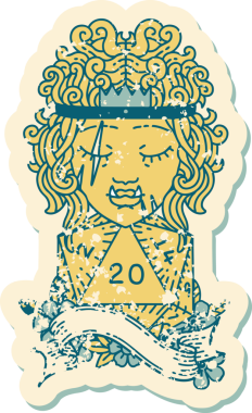 Retro Dövme Tarzı Yarı Ork Barbar Doğal yirmilik zar atışıyla bir insan tarafından çizilmiş