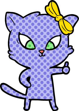 Bir insan tarafından çizilmiş çizgi film kedisi.