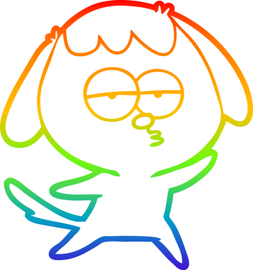 gökkuşağı gradyan çizgi çizimi bir insan tarafından çizilmiş sıkılmış bir köpek