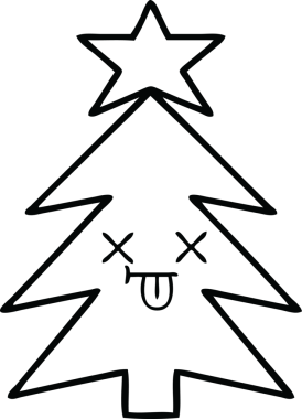 Bir insan tarafından çizilmiş bir noel ağacının çizgi çizimi