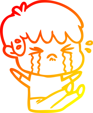 Bir insan tarafından çizilmiş, ağlayan bir çizgi film çocuğu çizimi.