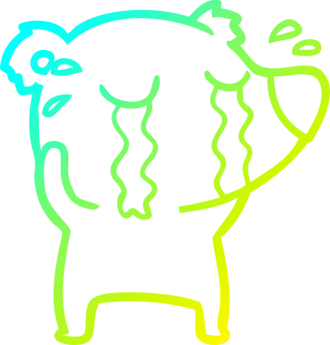 Bir insan tarafından çizilmiş ağlayan bir ayının soğuk çizgi çizimi.