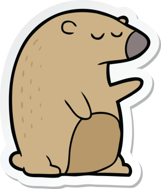 Bir insan tarafından çizilmiş çizgi film ayısının çıkartması.