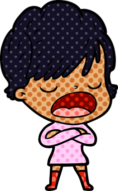 Bir insan tarafından çizilmiş bir karikatür kadın konuşuyor.