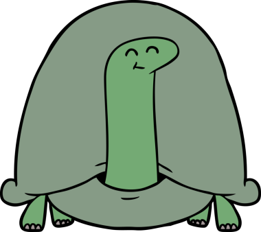 Bir insan tarafından çizilmiş karikatür kaplumbağası.