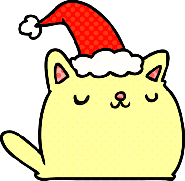 Bir insan tarafından çizilmiş kawaii kedisinin el çizimi karikatürü.