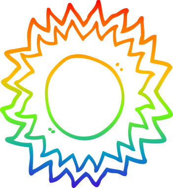 gökkuşağı gradyan çizgi çizimi bir insan tarafından çizilmiş bir çizgi güneş