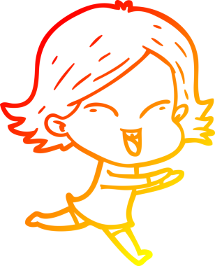 Bir insan tarafından çizilmiş mutlu bir çizgi film kızı çizimi