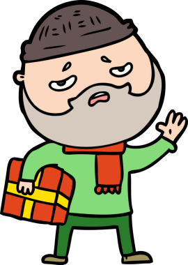 Bir insan tarafından çizilmiş sakallı endişeli bir adam.