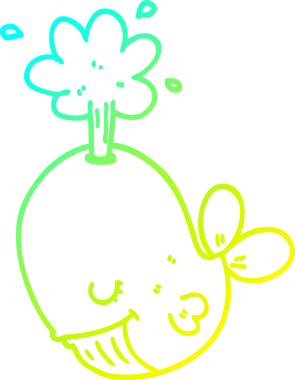 Bir insan tarafından çizilmiş soğuk eğimli balina çizimi.