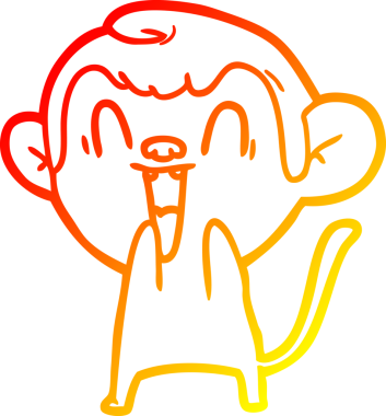 Bir insan tarafından çizilmiş gülen maymun çizgi çizimi.