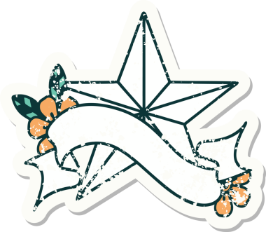 Bir insan tarafından çizilmiş bir yıldızın sancağı olan eski bir etiket.